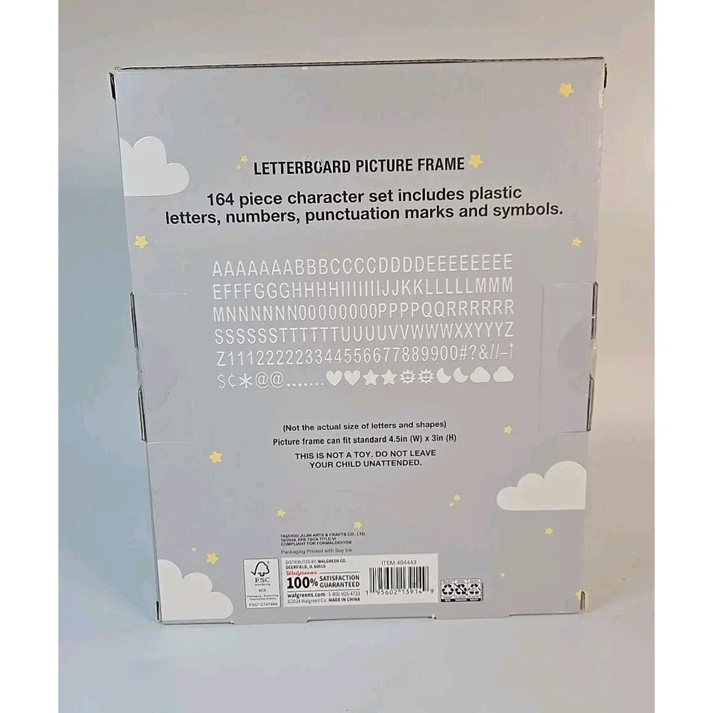 Moon &‎ Stars Letterboard Baby Picture Frame 164 Changeable Letter Number Shape